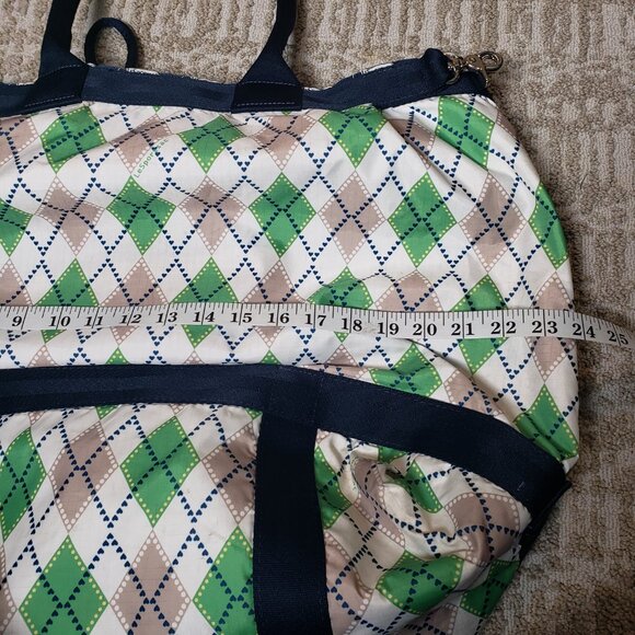 LeSportsac 80's Retro Classic Argyle Diamond Pattern Weekender Tote 24"x21"x14" - Picture 9 of 16